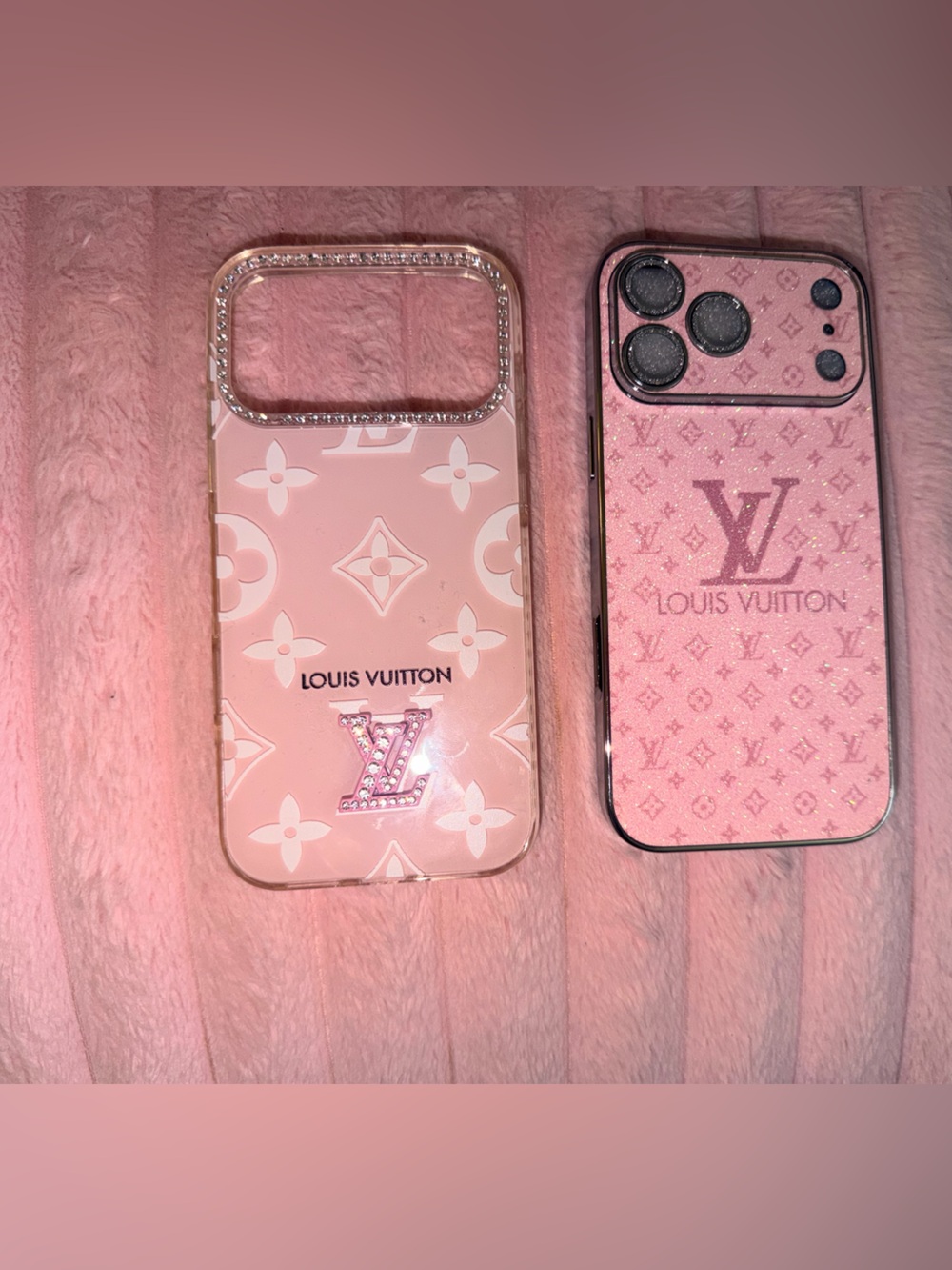 Louis Vuitton Pink Monogram iPhone Case and Matching Pink Skin